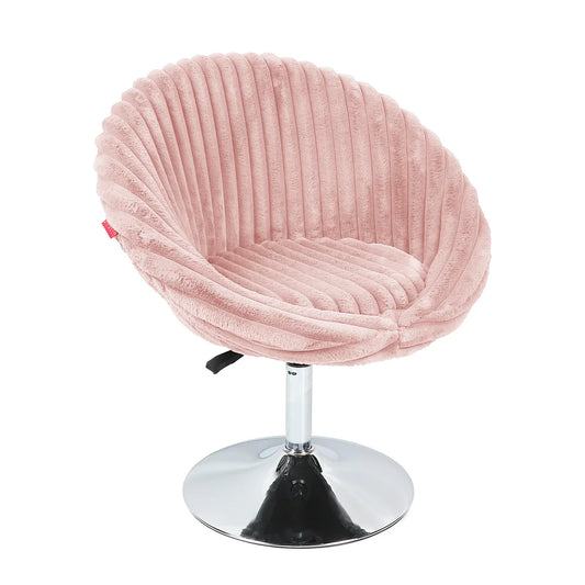 VanitiSeat LunaShell | Faux Rabbit Fur Swivel Vanity Chair, Adjustable Height