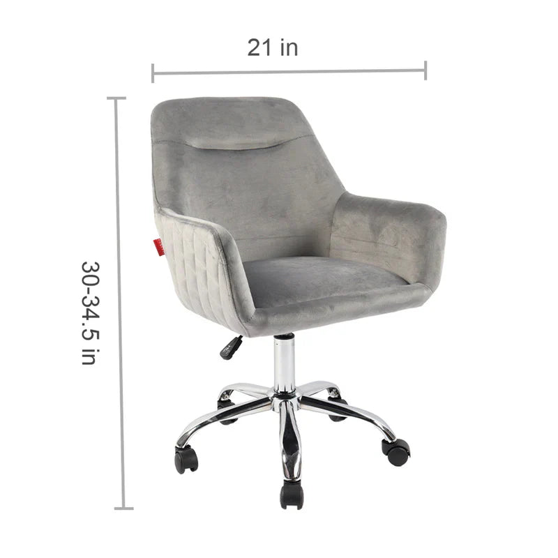 VanitiSeat Bellezza | Swivel Adjustable Velvet Chair, Cream, Pink & Grey