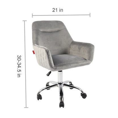VanitiSeat Bellezza | Swivel Adjustable Velvet Chair, Cream, Pink & Grey
