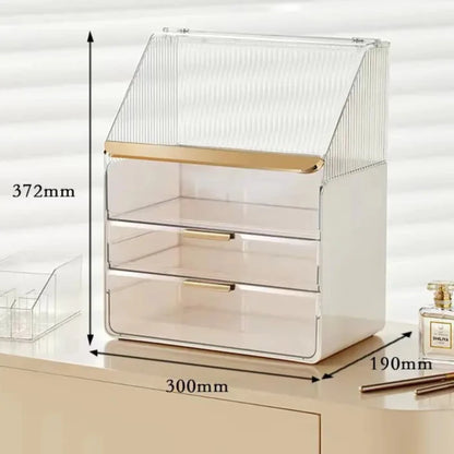 Clear PET Makeup Organizer with Drawers and Dustproof Lid - LP Replenish