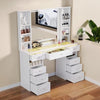 Large Vanity Desk with Lighted Mirror and 9 Drawers, Built-In Wireless Charger and Mini Fridge - LP Replenish