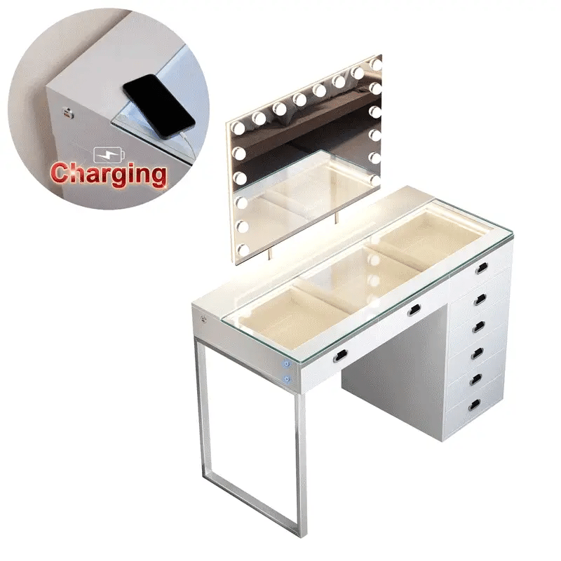 VanitiSet Royale | Luxury Vanity Desk and LED Mirror Set