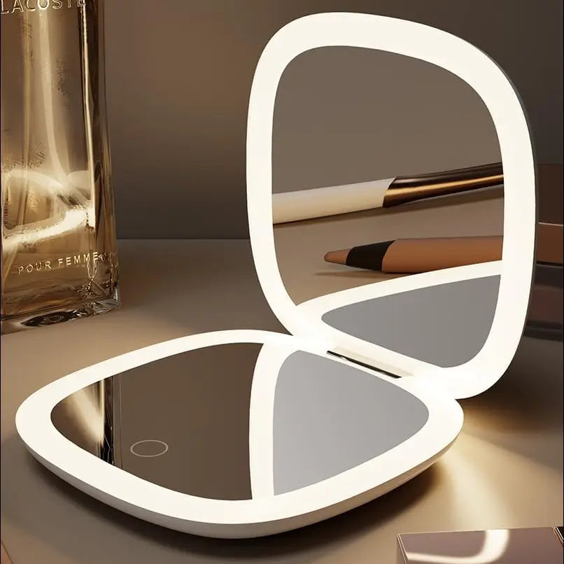 GoGlow Fold | Compact Travel Mirror with Light, 5X Magnification, Rechargeable Folding Mirror