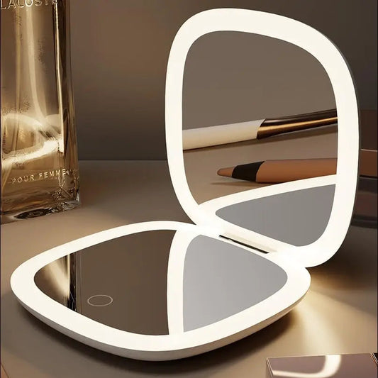 GoGlow Fold | Compact Travel Mirror with Light, 5X Magnification, Rechargeable Folding Mirror