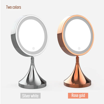 Rose Gold and Silver Portable Lighted makeup Mirror 