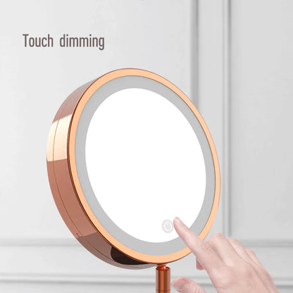 Lighted makeup mirror with a flexible rotating arm for adjusting the viewing angle for optimal comfort.