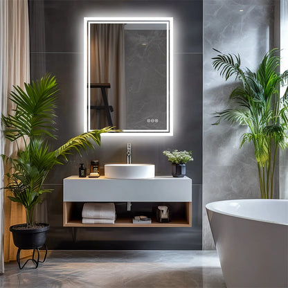 LED Bathroom Mirror with Anti-Fog, Dimmable Lights, and Touch Sensor - LP Replenish