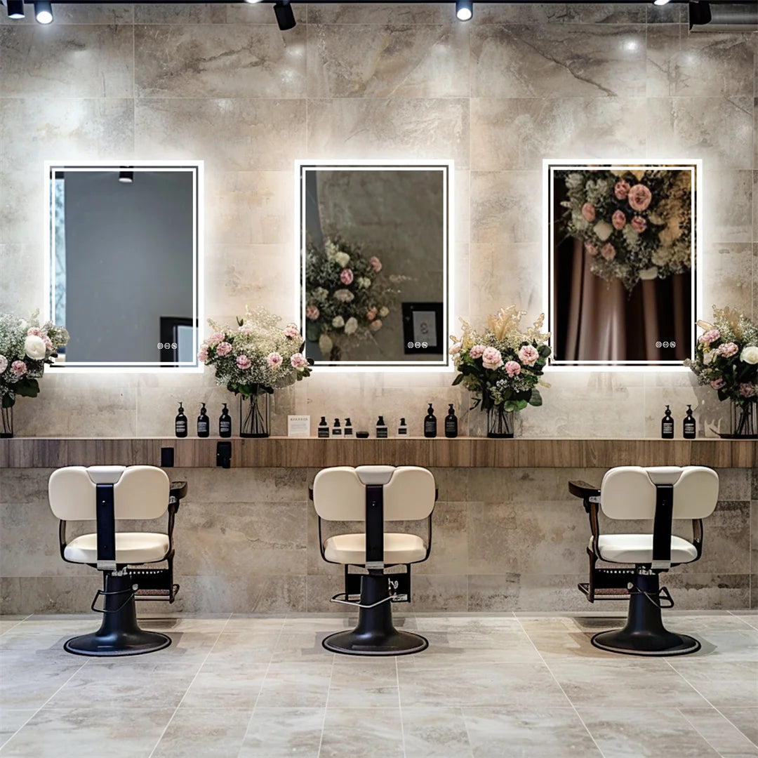 LED Bathroom Mirror with Anti-Fog, Dimmable Lights, and Touch Sensor - LP Replenish