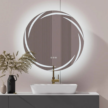 Bathroom Wall Mirror with Light Circle Backlit LED Bath Vanity Mirror Defog, 24 Inch - LP Replenish