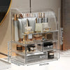 Clear Ribbed Pattern Large Clear Makeup Organizer with Drawers and Lid - LP Replenish