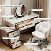 Luxury Solid Wood Vanity Desk with Sintered Marble Top, 6 Drawers, and LED Mirror - LP Replenish