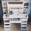Large Vanity Desk with Lighted Mirror and 9 Drawers, Built-In Wireless Charger and Mini Fridge - LP Replenish