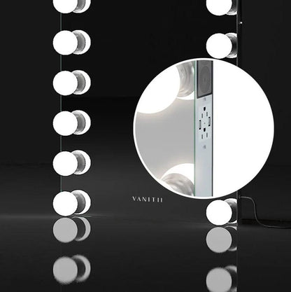 LUXE Monroe Hollywood Full Length Mirror with 24 Dimmable LED Bulbs & Bluetooth - LP Replenish