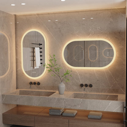 Oval Backlit Bathroom Vanity Mirror with Demister Pad - LP Replenish