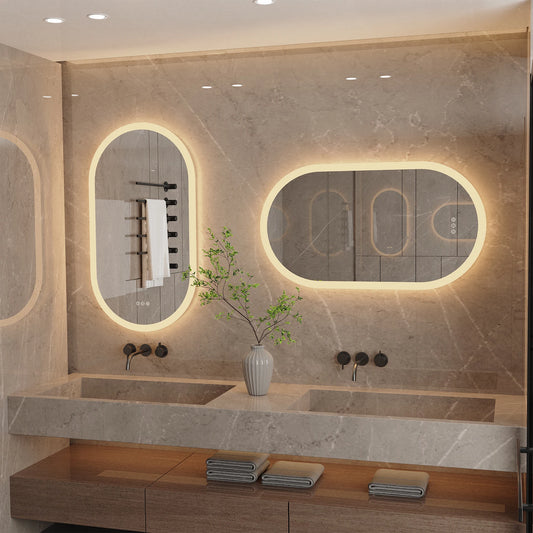 Oval Backlit Bathroom Vanity Mirror with Demister Pad - LP Replenish