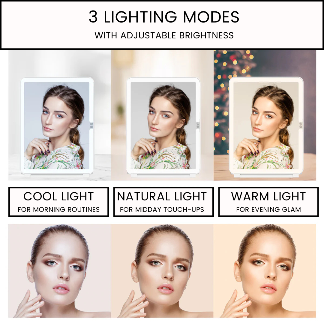 VanitiGlow Portable LED Travel Vanity Mirror – USB Rechargeable, Touch‑Dimmer, Mini & Regular