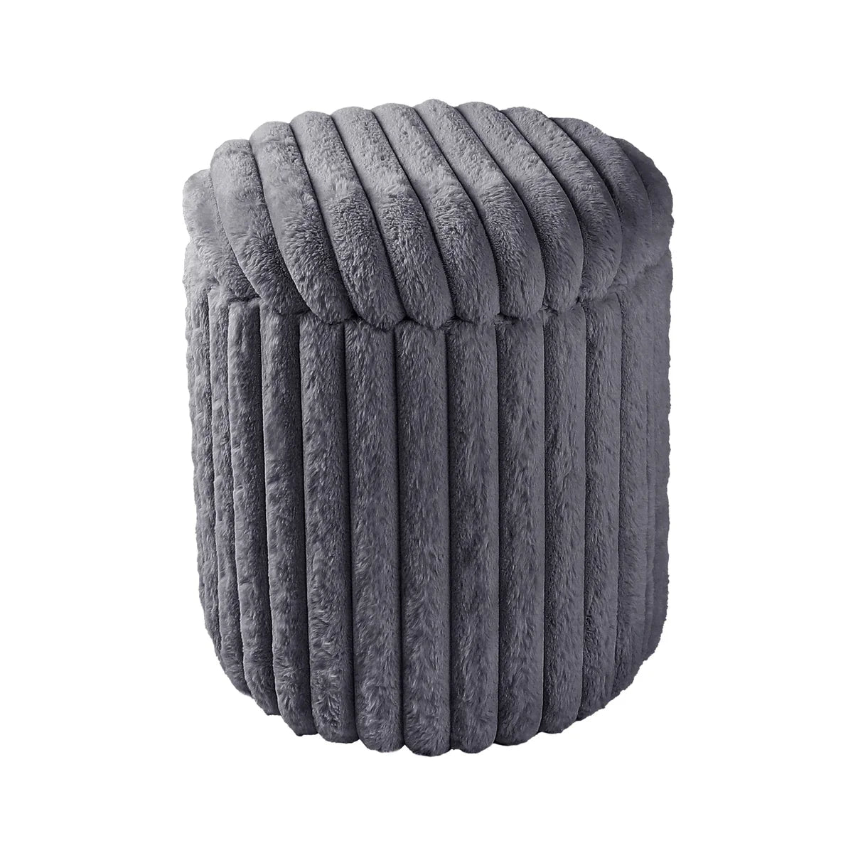 VanitiSeat Fluff | Faux Rabbit Fur Storage Stool, 15.75 Inch