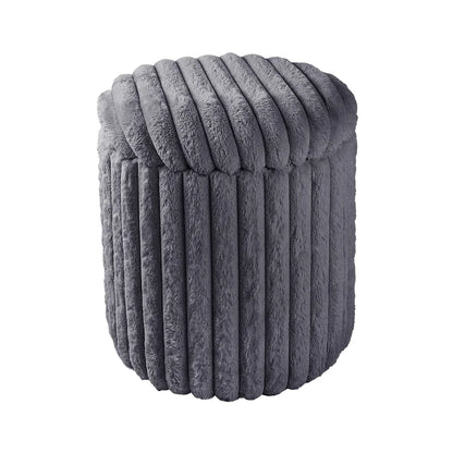 VanitiSeat Fluff | Faux Rabbit Fur Storage Stool, 15.75 Inch