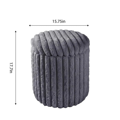 VanitiSeat Fluff | Faux Rabbit Fur Storage Stool, 15.75 Inch