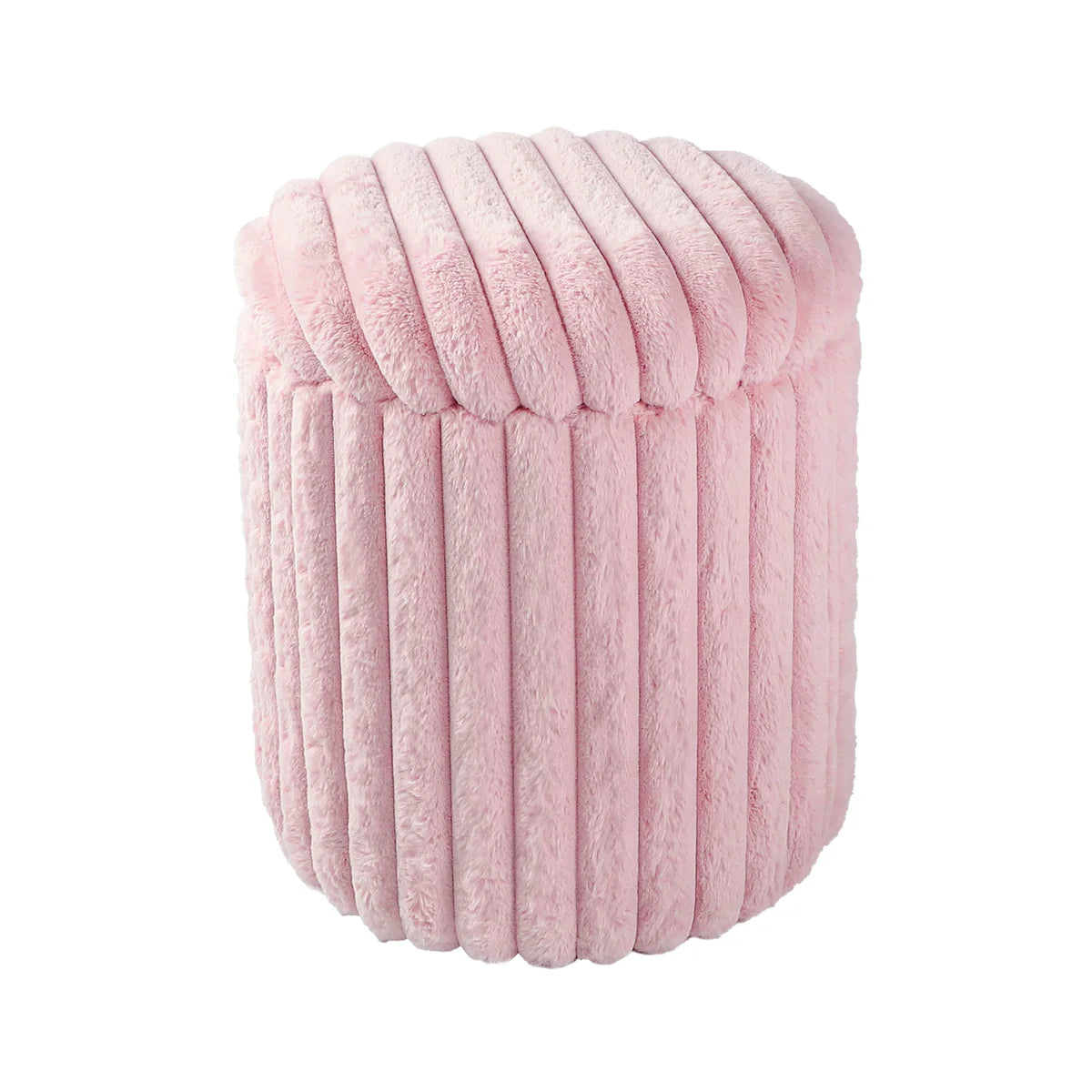 VanitiSeat Fluff | Faux Rabbit Fur Storage Stool, 15.75 Inch