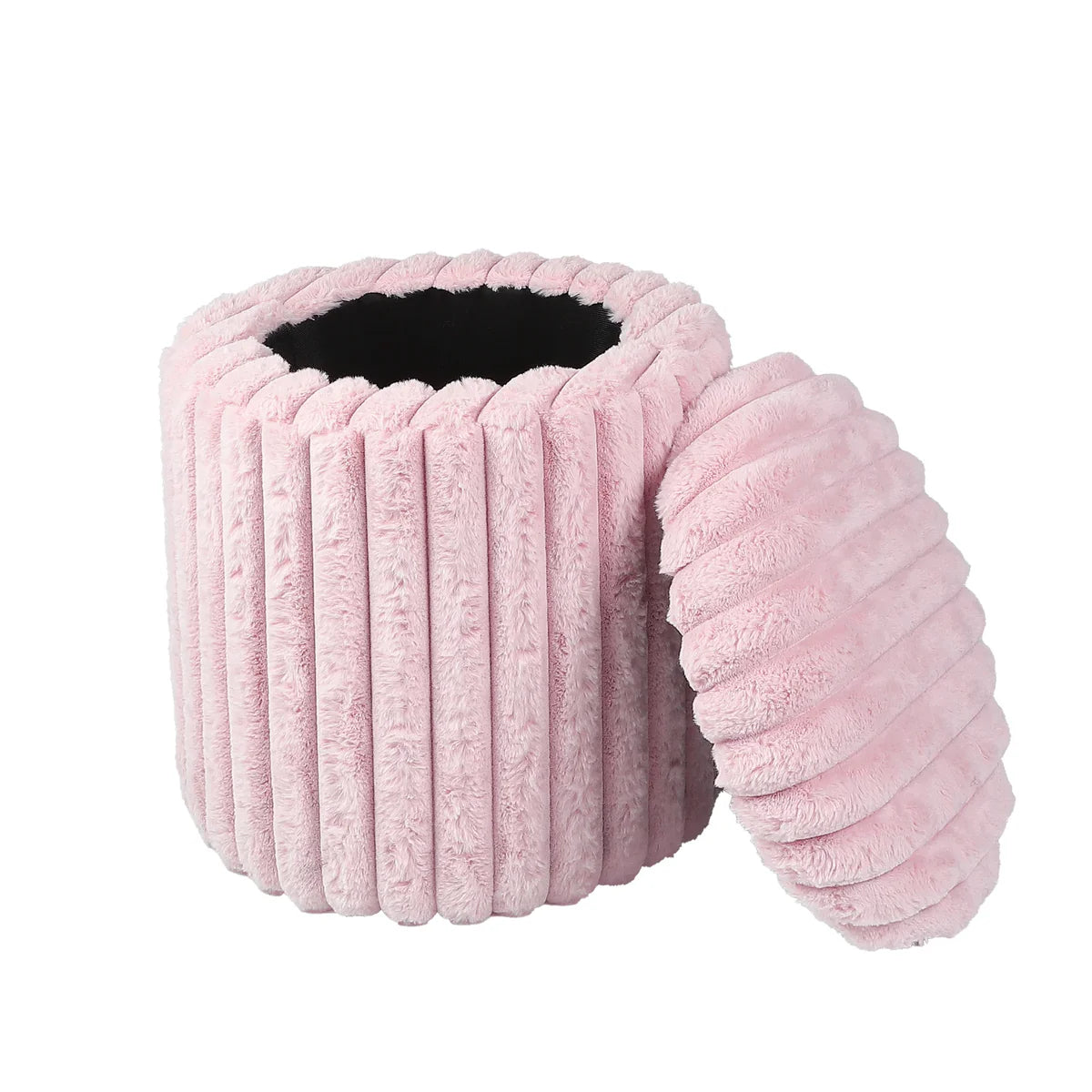 VanitiSeat Fluff | Faux Rabbit Fur Storage Stool, 15.75 Inch