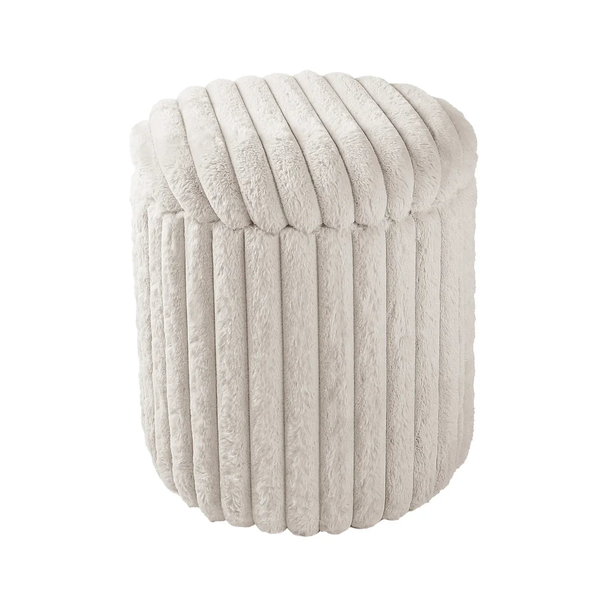 VanitiSeat Fluff | Faux Rabbit Fur Storage Stool, 15.75 Inch