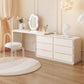 Modern Extendable Makeup Vanity Set with LED Mirror and 6 Storage Drawers