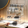 Clear Ribbed Pattern Large Clear Makeup Organizer with Drawers and Lid - LP Replenish