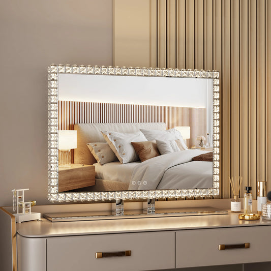 Diamond Vanity Light-Up Mirror with Crystal LED for Makeup
