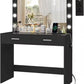 Mirrored Vanity Table with 12 LED Lights and Charging Station - LP Replenish