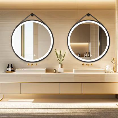 Large Round LED Bathroom Mirror with Anti-Fog, Touch Sensor