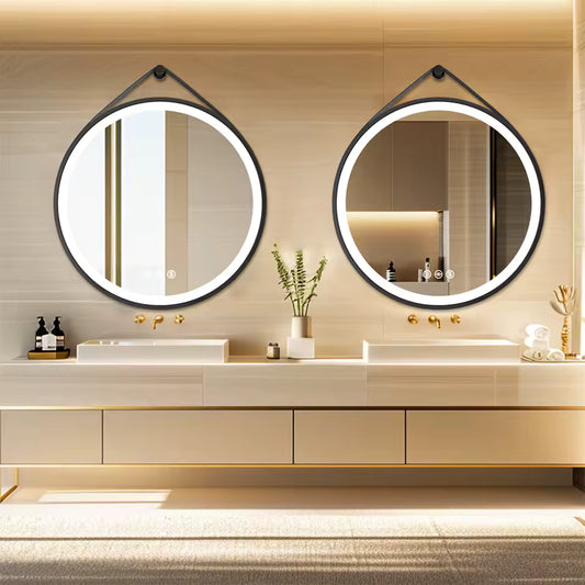 Large Round LED Bathroom Mirror with Anti-Fog, Touch Sensor