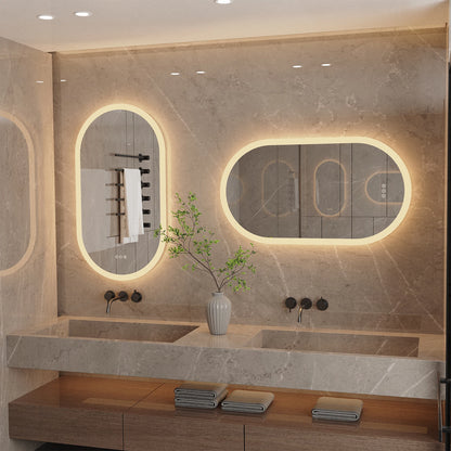 Oval Backlit Bathroom Vanity Mirror with Demister Pad