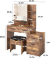 Vanity Desk with Mirror, Lights, and Integrated Nightstand - LP Replenish