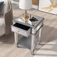 Mirrored Nightstands Modern Bedside Table with Drawer