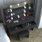 Vanity Set with LED Lighted Mirror, Black Dressing Table and Cushioned Stool