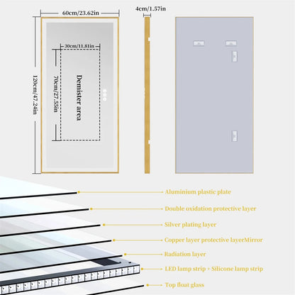 Gold Frame LED Bathroom Mirror with Dimmable Lights and Anti-Fog - LP Replenish