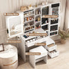 Makeup Vanity Desk with LED Lighted Sliding Mirror, Vanity Table with Jewelry Cabinet, and Charging Station - LP Replenish