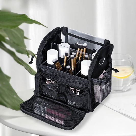 Travel Cosmetic Bag For Makeup Brushes With Compartments