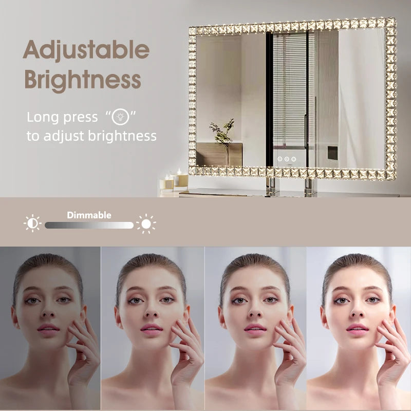 Diamond Vanity Light-Up Mirror with Crystal LED for Makeup