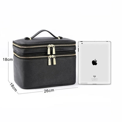 Large Capacity Dual-Zipper Makeup Travel Bag with Organizers - LP Replenish