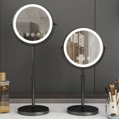 9" Double-Sided LED Black Metal Ring Light Mirror with 3x Magnification