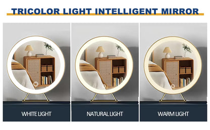 Vanity Desk with Adjustable LED Mirror, 4 Drawers, and Stool - LP Replenish