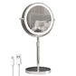 9 Inch Double-Sided LED Makeup Mirror with 3x Magnification and Adjustable Brightness