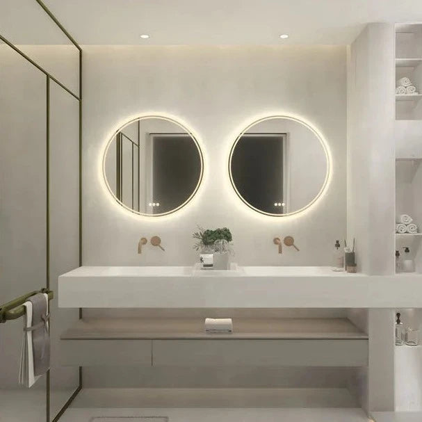 Smart Illuminate LED Round Mirror with Touch Screen and Anti-Fog Features