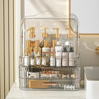 Cosmetics Makeup Storage Box with Lid & Drawers for Vanity