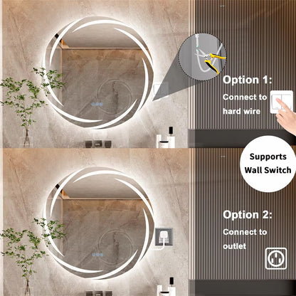Bathroom Wall Mirror with Light Circle Backlit LED Bath Vanity Mirror Defog, 24 Inch - LP Replenish