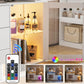 White Makeup Vanity Desk with LED Mirror, Charging Station, and Storage Cabinet