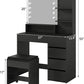 Makeup Vanity with Lights and Chair, Vanity Desk with 5 Drawers and Adjustable Brightness