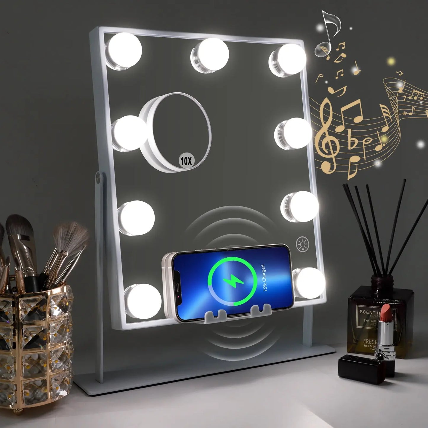 Lighted Vanity Mirror with Bluetooth and Wireless Charging